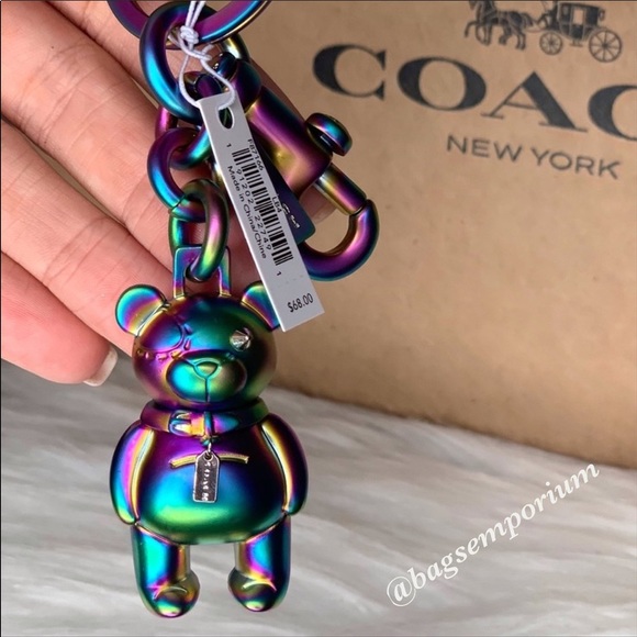 Coach Hologram Iridescent 3D Bear Key Chain - Picture 7 of 8